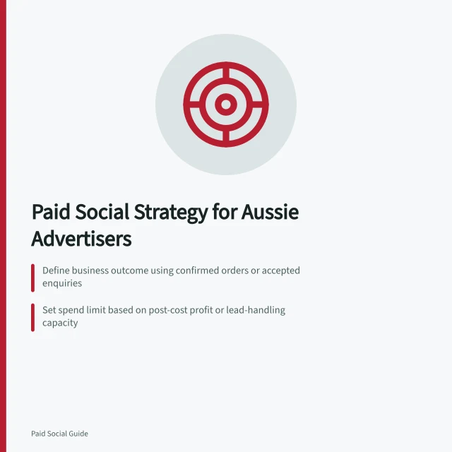 Paid Social Strategy for Aussie Advertisers: Define business outcome using confirmed orders or accepted enquiries; Set spend limit based on post-cost profit or lead-handling capacity; Choose platform objective matching immediate action, e.g. clicks or landing-page views. Paid social campaign strategy for Australian advertisers